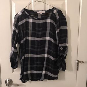 Loft black plaid blouse